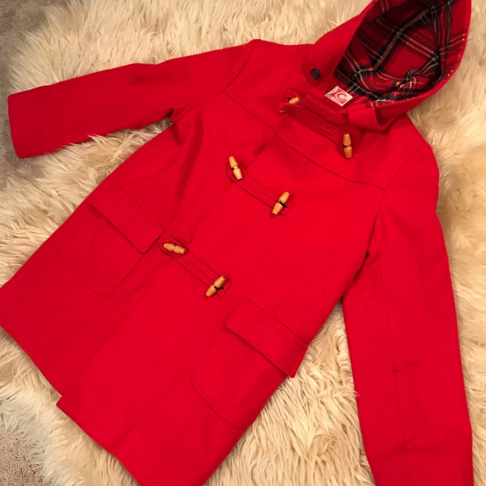 Vintage Red & Plaid Duffle Coat!